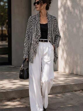 ASTR Black White Marled Bouclé Cardigan XS